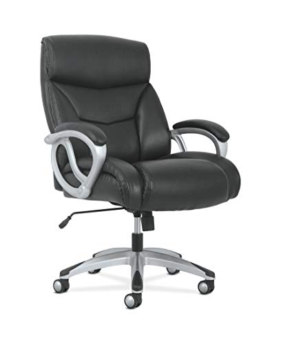 HON Sadie Big and Tall Leather Executive Chair, High-Back Computer/Office Chair, Black (HVST341)