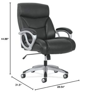 HON Sadie Big and Tall Leather Executive Chair, High-Back Computer/Office Chair, Black (HVST341)