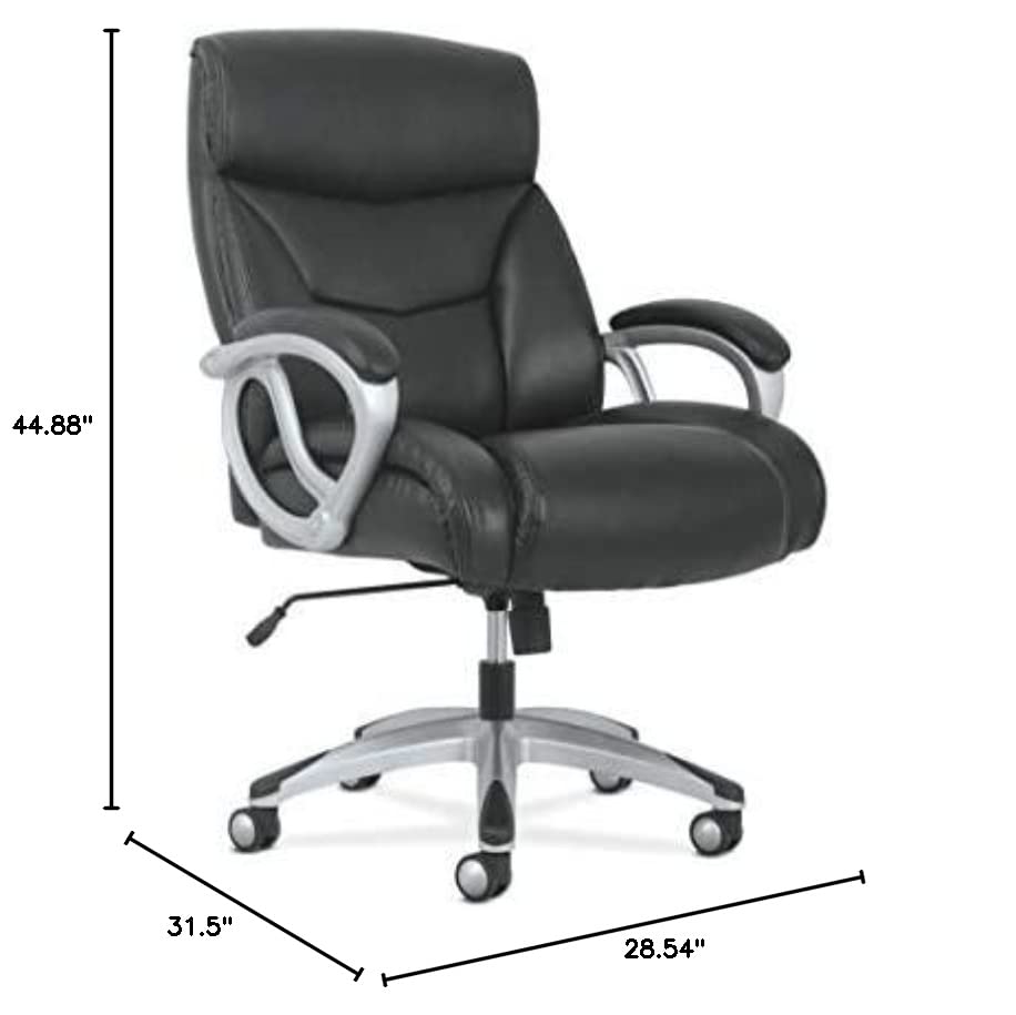 HON Sadie Big and Tall Leather Executive Chair, High-Back Computer/Office Chair, Black (HVST341)