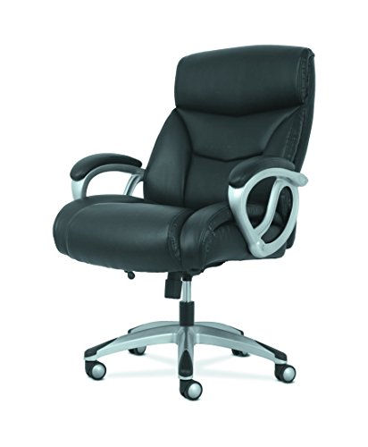 HON Sadie Big and Tall Leather Executive Chair, High-Back Computer/Office Chair, Black (HVST341)