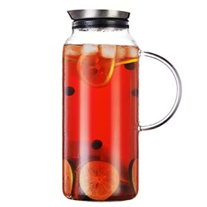 68 ounces glass pitcher with lid, hot/cold water carafe, juice jar and iced tea pitcher