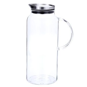 68 Ounces Glass Pitcher with Lid, Hot/Cold Water Carafe, Juice Jar and Iced Tea Pitcher