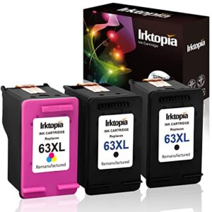 inktopia remanufactured ink cartridge replacement for hp 63 xl 63xl for hp officejet 5255 5258 3830 envy 4520 4512 4513 deskjet 1112 3630 3634 2130 2132 printer (2 black 1 tri-color)