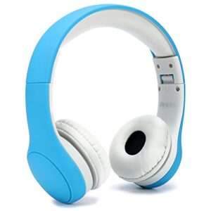 anble kids headphones with microphone volume limited foldable wired headsets for children - blue