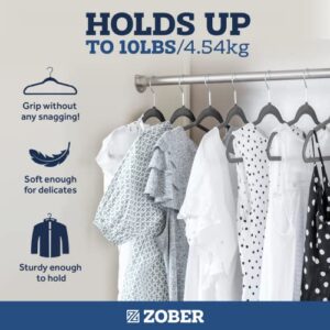 Zober Velvet Hangers 50 Pack - Heavy Duty Gray Hangers for Coats, Pants & Dress Clothes - Non Slip Clothes Hanger Set - Space Saving Felt Hangers for Clothing