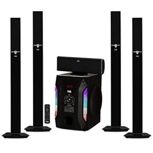 acoustic audio aat1003 bluetooth tower 5.1 home theater speaker system with 8" powered subwoofer