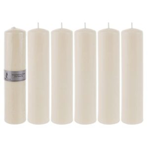mega candles 6 pcs unscented ivory round pillar candle, pressed premium wax candles 2 inch x 9 inch, home décor, wedding receptions, baby showers, birthdays, celebrations, party favors & more
