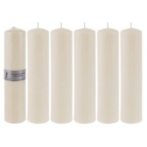 Mega Candles 6 pcs Unscented Ivory Round Pillar Candle, Pressed Premium Wax Candles 2 Inch x 9 Inch, Home Décor, Wedding Receptions, Baby Showers, Birthdays, Celebrations, Party Favors & More