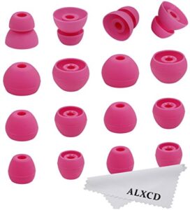 alxcd ear tip for tour2 beats tour earphone, 8 pair sml & double flange durable soft silicone replacement ear bud eartip, fit for beats tour tour 2 earphone [8 pair](pink)