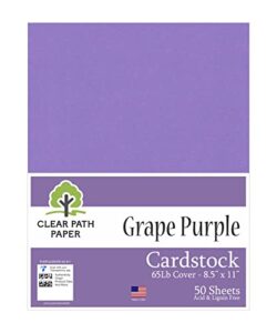 grape purple cardstock - 8.5 x 11 inch - 65lb cover - 50 sheets - clear path paper