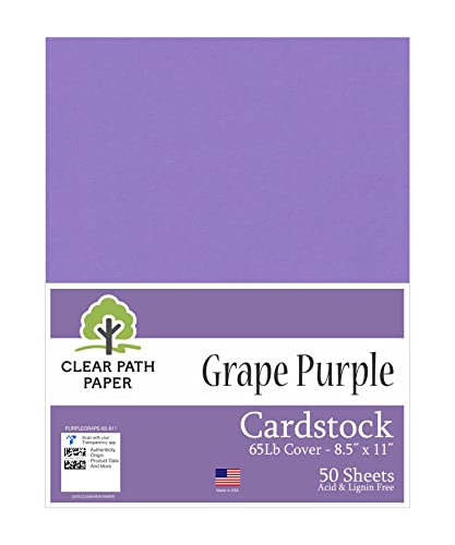 Grape Purple Cardstock - 8.5 x 11 inch - 65Lb Cover - 50 Sheets - Clear Path Paper