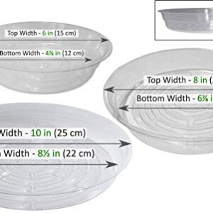 YOUniversal Products 15 Pack of 6, 8,10 Inch Clear Plant Saucer Drip Trays