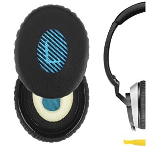 Geekria QuickFit Replacement Ear Pads for Bose On-Ear OE2, OE2i, SoundTrue On-Ear, SoundLink On-Ear Headphones Ear Cushions, Headset Earpads, Ear Cups Repair Parts (Black/Blue)