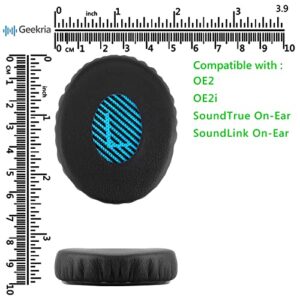 Geekria QuickFit Replacement Ear Pads for Bose On-Ear OE2, OE2i, SoundTrue On-Ear, SoundLink On-Ear Headphones Ear Cushions, Headset Earpads, Ear Cups Repair Parts (Black/Blue)