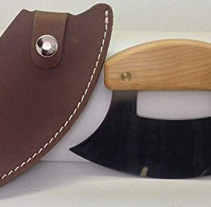 Diamond Single Genuine Leather Ulu Sheath, Stamped "Alaska", For an Inupiat Knife, Natural Light Brown