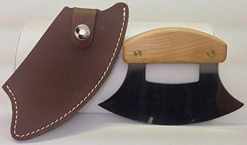 Diamond Single Genuine Leather Ulu Sheath, Stamped "Alaska", For an Inupiat Knife, Natural Light Brown