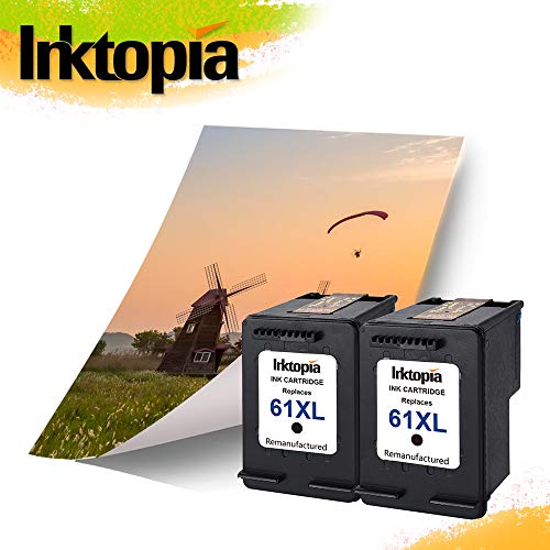 Inktopia Remanufactured Ink Cartridge Replacement for HP 61 XL 61XL (2 Black) CH563WN High Yield for HP Envy 4500 5530 5534 5535 OfficeJet 4635 4630 2620 Deskjet 2540 1056 1510 1000 Printer