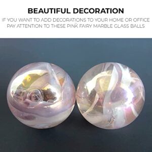 2 PCS Jellyfish Glass Balls With Pink Swirls To Decorate Home, Office, And Other Rooms – Beautiful Marble Balls Made Of Strong Glass - Fairy Tale Soap Bubble Glass Balls