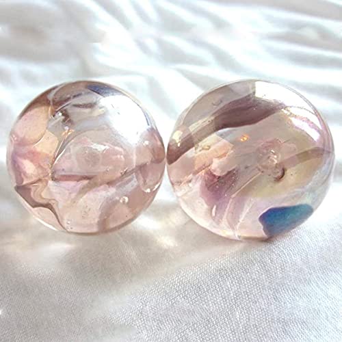 2 PCS Jellyfish Glass Balls With Pink Swirls To Decorate Home, Office, And Other Rooms – Beautiful Marble Balls Made Of Strong Glass - Fairy Tale Soap Bubble Glass Balls