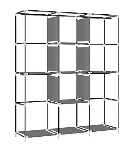 YOUUD Wardrobe Storage Closet Clothes Portable Wardrobe Storage Closet Portable Closet Organizer Portable Closets Wardrobe Closet Organizer Shelf Wardrobe Clothes Organizer Standing Closet Gray…