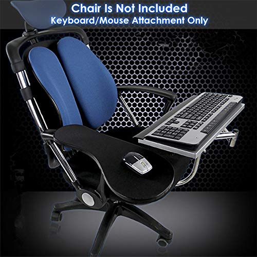 Ergonomic Keyboard Laptop Mouse Stand Mount for Workstation Video Gaming,Installed to Chair or Any Round Bar with Maximum 1.96 inch Diagonal Thickness