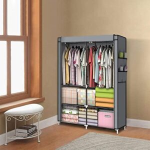 YOUUD Wardrobe Storage Closet Clothes Portable Wardrobe Storage Closet Portable Closet Organizer Portable Closets Wardrobe Closet Organizer Shelf Wardrobe Clothes Organizer Standing Closet Grey