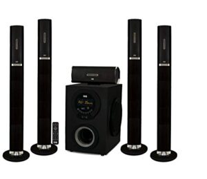 acoustic audio by goldwood aat3002 tower 5.1 home theater bluetooth speaker system with 8" powered subwoofer