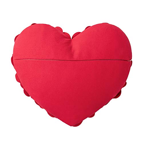 JWH 3D Flower Throw Pillow Cover Aesthetic Decorative Romantic Accent Pillow Case Heart Shaped Cushion Handmade Pillowcase for Girls Bed Bedroom Couch Gift 14x16 Inch Red