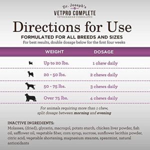 VetPro Dog Hip and Joint Supplement - Pain and Inflammation Relief Chews with Glucosamine, Chondroitin, MSM, Turmeric, Vitamin C, Omega 3 - Treats Hip Dysplasia, Arthritis - Dogs Chewable Supplements