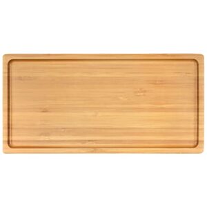 BambooMN Organic Bamboo Serving Tray, Vanity Tray, Tea Serving, Appetizers, Snacks, Charcuterie Tray - Rounded Edges, 11"x5.5"x0.6" - 1 Piece