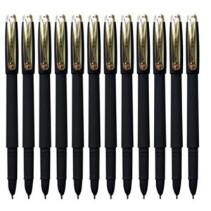 Kihamp Pens,Black lnk Pens Kits,Gel Pens,Office Pen, Black,1.0mm 12-Count (Bold Point, Golden)