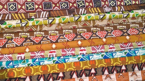 12 Pcs African Fat Quarters Assortment Pack, 18" x 22" Each