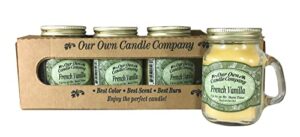 our own candle company scented mini mason jar candle, 3.5 ounce (french vanilla, 3.5 oz (4 pack))