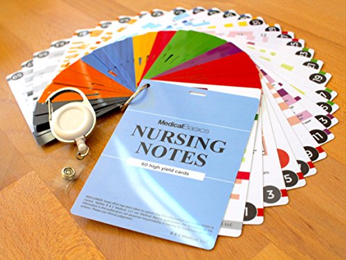 Nursing Notes 60 High Yield Pocket Nursing Reference Cards, Durable Plastic (3.5" x 5") - MedSurg, ICU/Critical Care, Pharmacology, OB/Peds - Waterproof Full Color Reference Book for Nurses, CNA