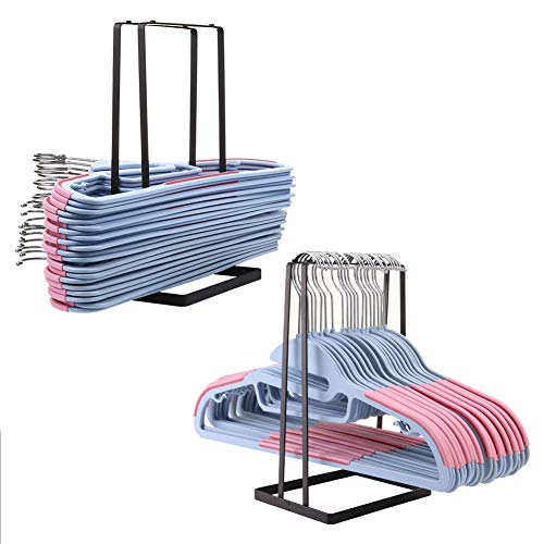 2 Pack Hanger Organizer Stacker Holds 200 Wire Clothes Hanger Holder with Rubber Stub, Sturdy Steel Hanger Storage Rack for Adult and Child, Hangers Organizer Caddy for Tidier Laundry Room Closet