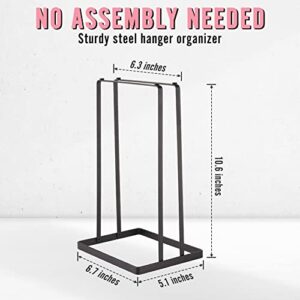 2 Pack Hanger Organizer Stacker Holds 200 Wire Clothes Hanger Holder with Rubber Stub, Sturdy Steel Hanger Storage Rack for Adult and Child, Hangers Organizer Caddy for Tidier Laundry Room Closet