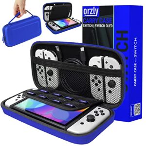 orzly carrying case for nintendo switch oled and switch console - midnight blue protective hard portable travel case shell pouch for nintendo switch console & accessories