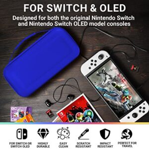 Orzly Carrying case for Nintendo Switch OLED and Switch Console - Midnight Blue Protective Hard Portable Travel case Shell Pouch for Nintendo Switch Console & Accessories