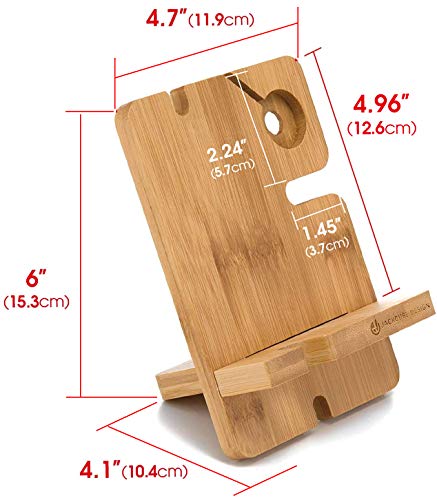 JACKCUBE Design Bamboo Charger Dock Stand Multi Device Charging Station Organizer Holder for Smartphone Cellphone Mobile Phone – :MK243A