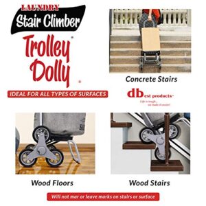 dbest products Stair Climber Laundry Trolley Dolly, Grey Laundry Bag Hamper Basket cart with wheels sorter