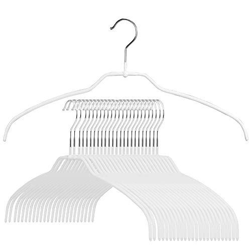 Mawa Reston Lloyd Silhouette Ultra-Thin Series, Non-Slip Space Saving Shirt Hanger, Style 42/FT, Pack of 24, White, 24 Piece