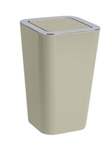 wenko small trash can with lid, swing lid, mini waste basket, garbage can, stylish garbage bin for bathroom, bedroom, kitchen, 1.6 gallon, 7.1 x 11.2 x 7.1 in, taupe
