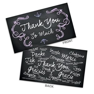 chalkboard colored thank you business cards (3.5" x 2.0") with smooth satin finish - box of 100 cards