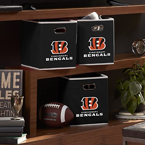 Franklin Sports NFL Cincinnati Bengals Collapsible Storage Bin - NFL Folding Cube Storage Container - Fits Bin Organizers - Fabric NFL Team Storage Cubes