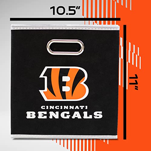 Franklin Sports NFL Cincinnati Bengals Collapsible Storage Bin - NFL Folding Cube Storage Container - Fits Bin Organizers - Fabric NFL Team Storage Cubes