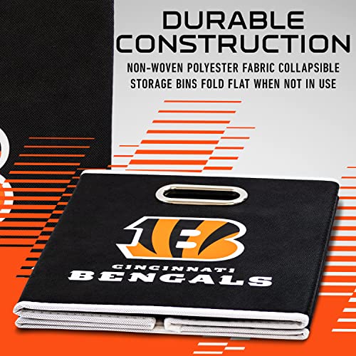 Franklin Sports NFL Cincinnati Bengals Collapsible Storage Bin - NFL Folding Cube Storage Container - Fits Bin Organizers - Fabric NFL Team Storage Cubes