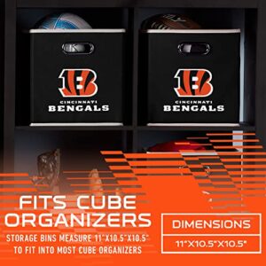 Franklin Sports NFL Cincinnati Bengals Collapsible Storage Bin - NFL Folding Cube Storage Container - Fits Bin Organizers - Fabric NFL Team Storage Cubes