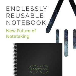 Rocketbook Smart Reusable Notebook, Core Executive Size Spiral Notebook, Infinity Black, Dot Grid, (6" x 8.8")