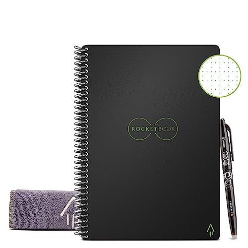 Rocketbook Smart Reusable Notebook, Core Executive Size Spiral Notebook, Infinity Black, Dot Grid, (6" x 8.8")