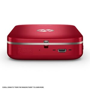 HP Sprocket Portable Photo Printer, Print Social Media Photos on 2x3" Sticky-Backed Paper - Red (Z3Z93A)